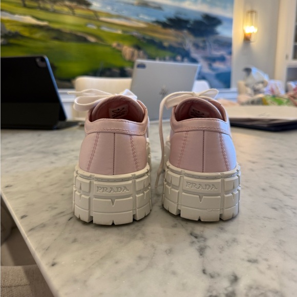 Prada Women's Light Pink and White Sneakers - Picture 6 of 10